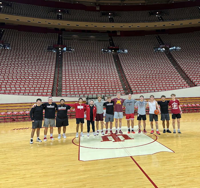 Gophers men's basketball managers with Indiana managers